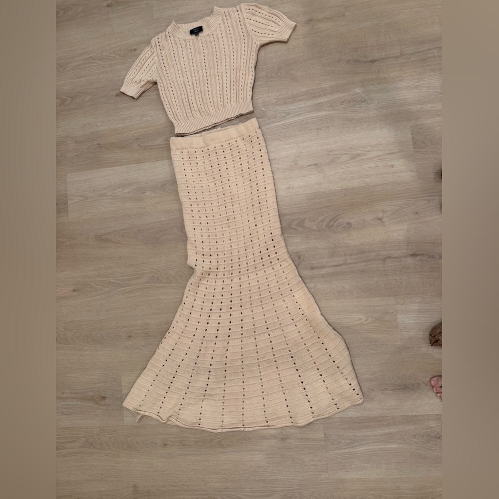 Vici Beige Knit Flared Set